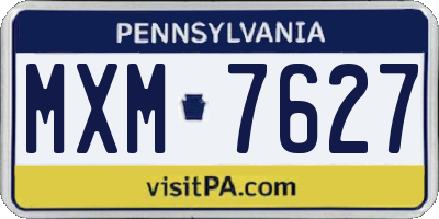 PA license plate MXM7627