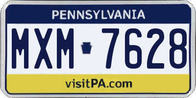 PA license plate MXM7628