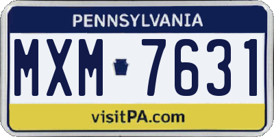 PA license plate MXM7631