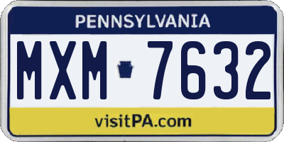 PA license plate MXM7632
