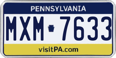 PA license plate MXM7633