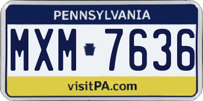 PA license plate MXM7636