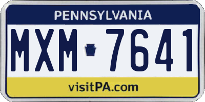 PA license plate MXM7641