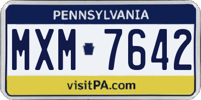PA license plate MXM7642