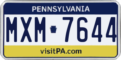 PA license plate MXM7644