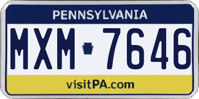 PA license plate MXM7646