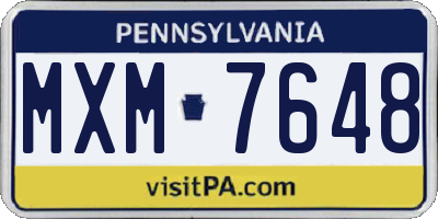PA license plate MXM7648