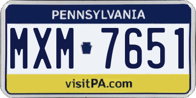 PA license plate MXM7651