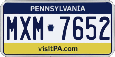 PA license plate MXM7652