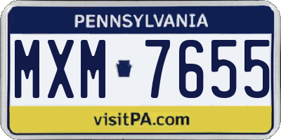 PA license plate MXM7655