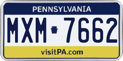 PA license plate MXM7662