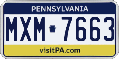 PA license plate MXM7663