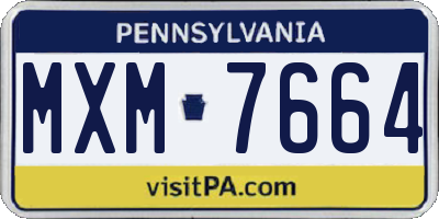 PA license plate MXM7664