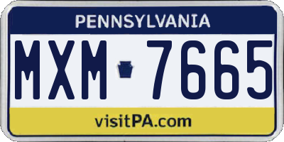 PA license plate MXM7665