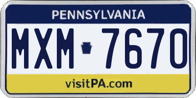 PA license plate MXM7670