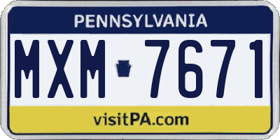 PA license plate MXM7671