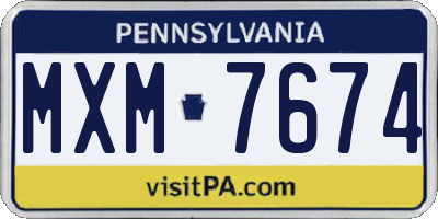 PA license plate MXM7674