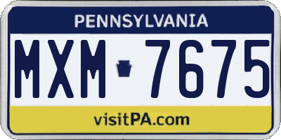 PA license plate MXM7675