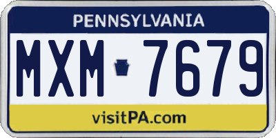PA license plate MXM7679