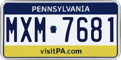 PA license plate MXM7681