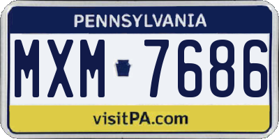 PA license plate MXM7686
