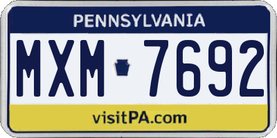 PA license plate MXM7692