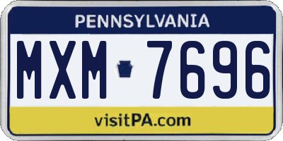 PA license plate MXM7696