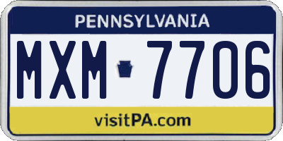 PA license plate MXM7706