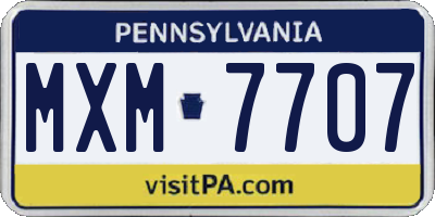 PA license plate MXM7707