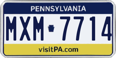 PA license plate MXM7714