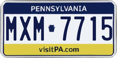 PA license plate MXM7715