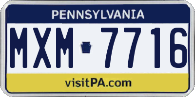 PA license plate MXM7716