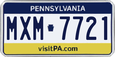 PA license plate MXM7721