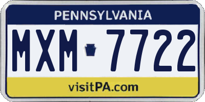 PA license plate MXM7722