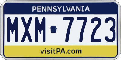 PA license plate MXM7723