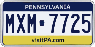 PA license plate MXM7725