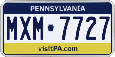 PA license plate MXM7727