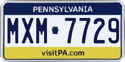 PA license plate MXM7729
