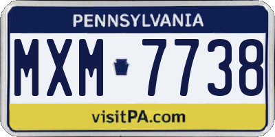 PA license plate MXM7738