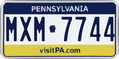 PA license plate MXM7744