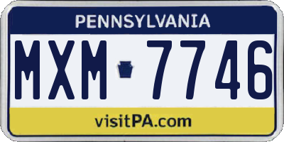 PA license plate MXM7746