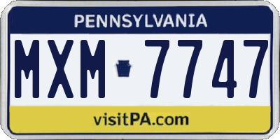 PA license plate MXM7747