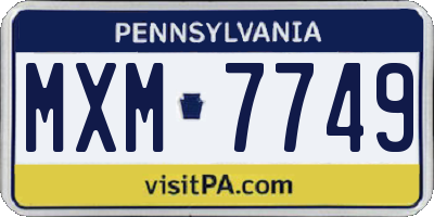 PA license plate MXM7749