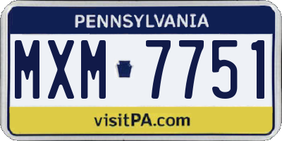PA license plate MXM7751
