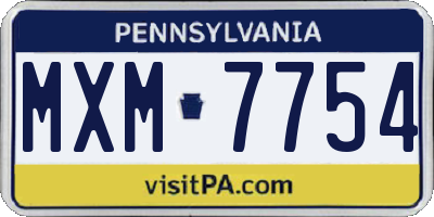 PA license plate MXM7754
