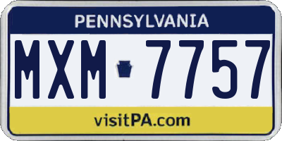 PA license plate MXM7757