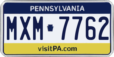 PA license plate MXM7762