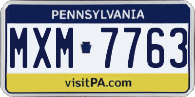 PA license plate MXM7763