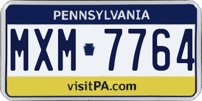 PA license plate MXM7764