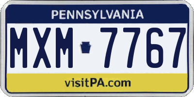 PA license plate MXM7767